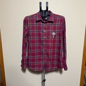 Men's Casual Plaid Button-Down Shirt - Red and Blue